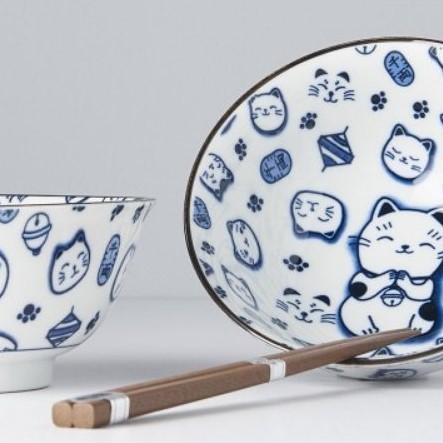 Set di 2 ciotole maneki neko