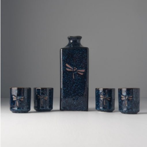 Set da sake blu con libellule