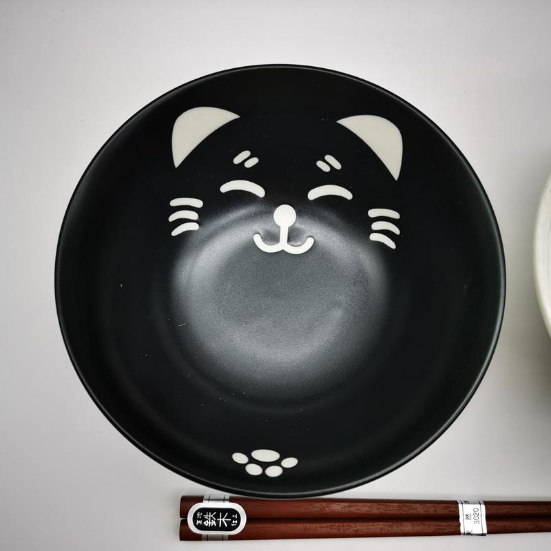 Lachineuse - Cofanetto 4 Ciotole Per Gatti Giapponesi 11 Cm - Ciotole Per Riso, Colazione E Zuppa - Stoviglie Giapponesi In Porcellana - Con Bacchette - Maneki Neko Portafortuna - Regalo Decorativo