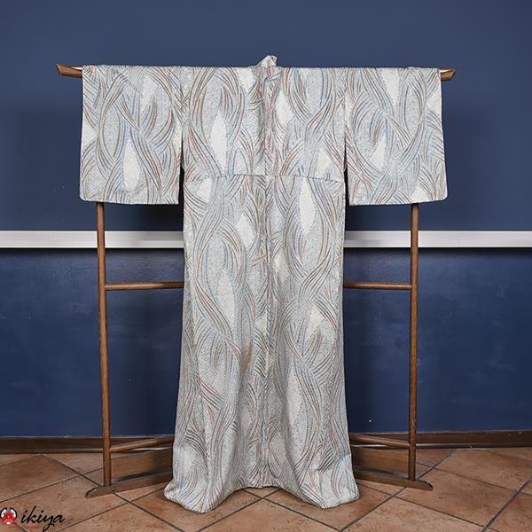 Kimono komon vintage in seta "shibori" azzurra
