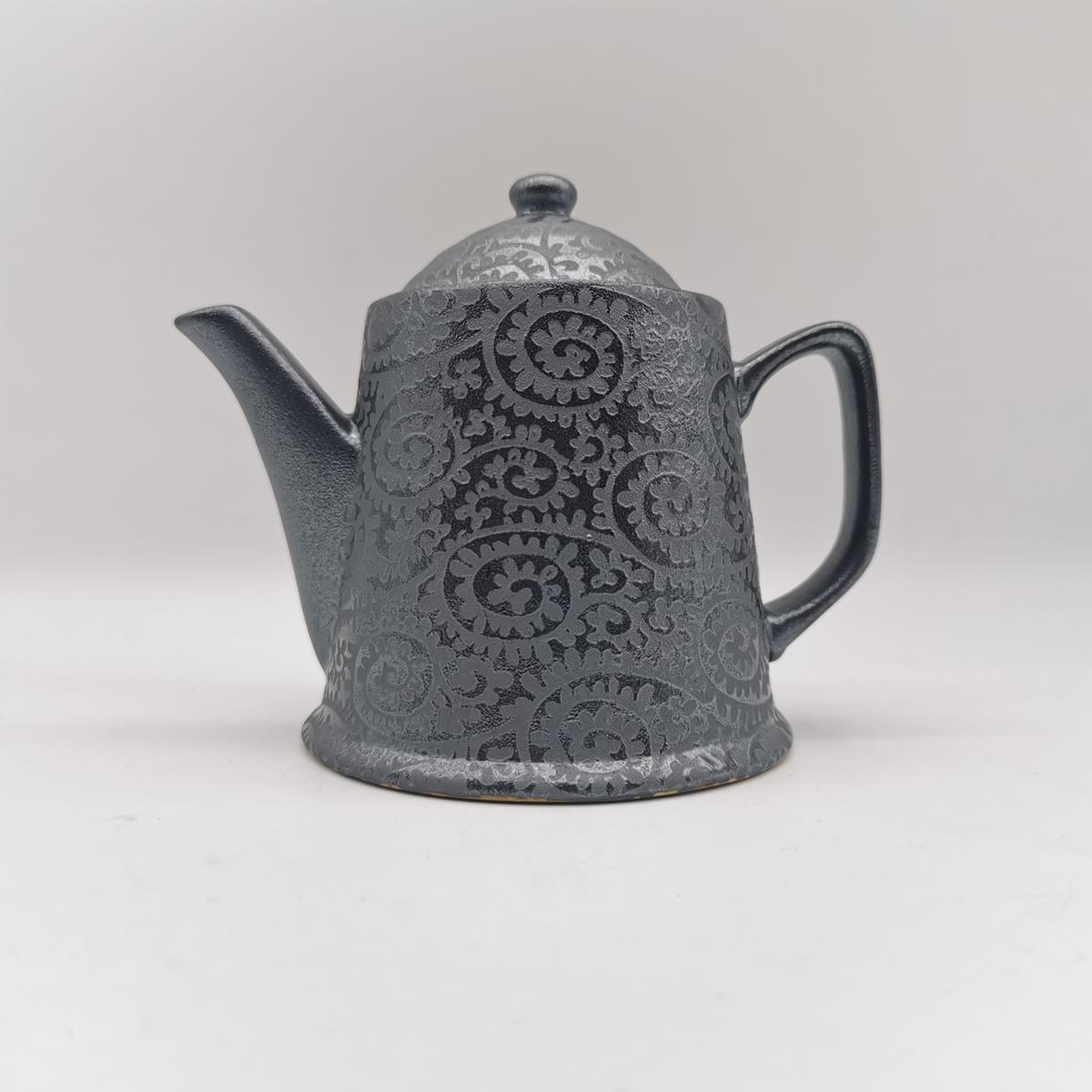 Teiera in ceramica nera/argento con filtro 400ml in vendita online - Ikiya