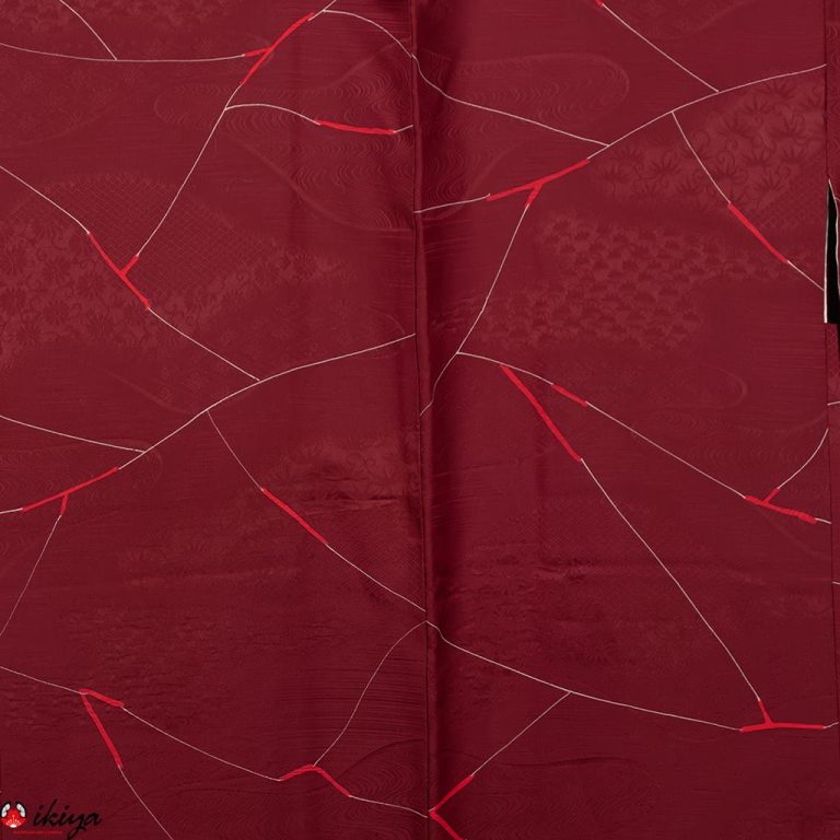 Haori da donna in seta "rinzu" bordeaux