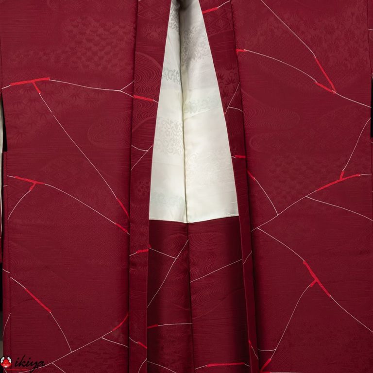 Haori da donna in seta "rinzu" bordeaux