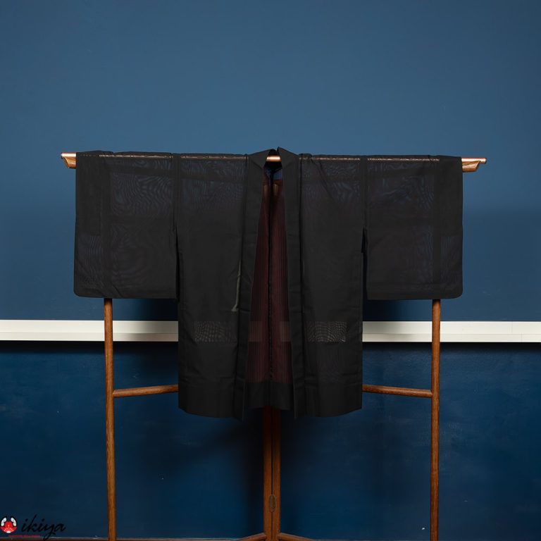 Haori da donna estivo in seta "sha" nera