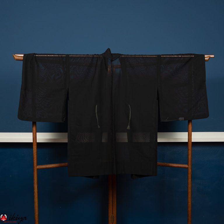 Haori da donna estivo in seta "sha" nera