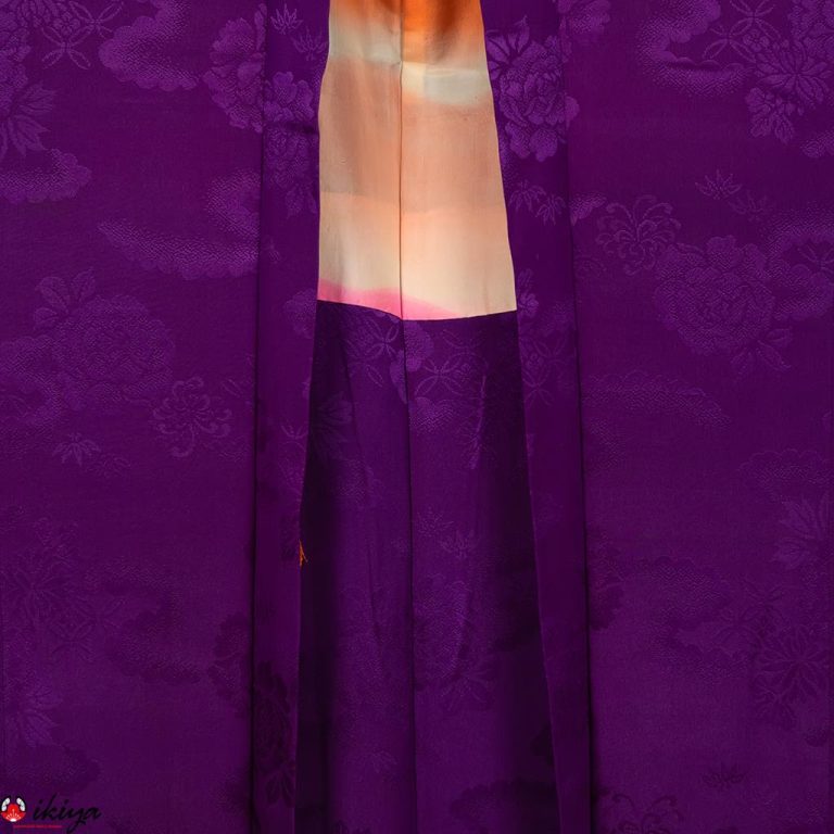 Haori da donna vintage in seta "rinzu" viola