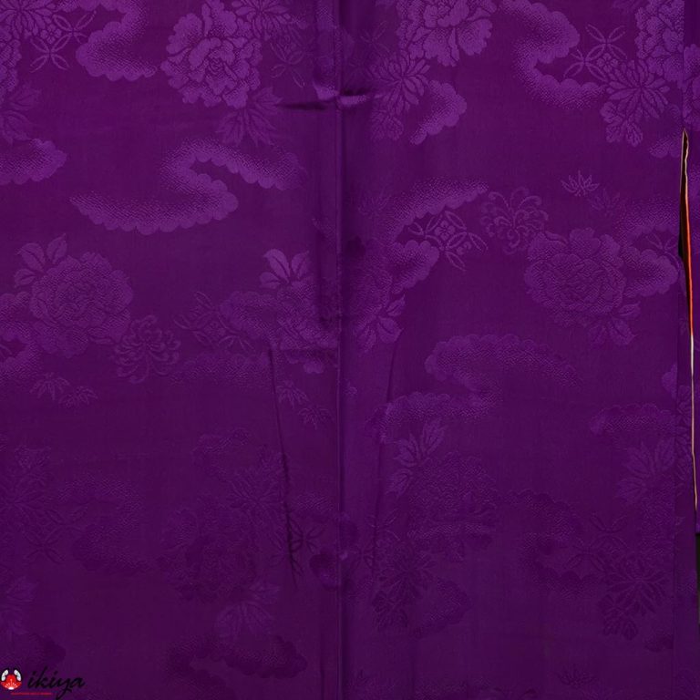 Haori da donna vintage in seta "rinzu" viola