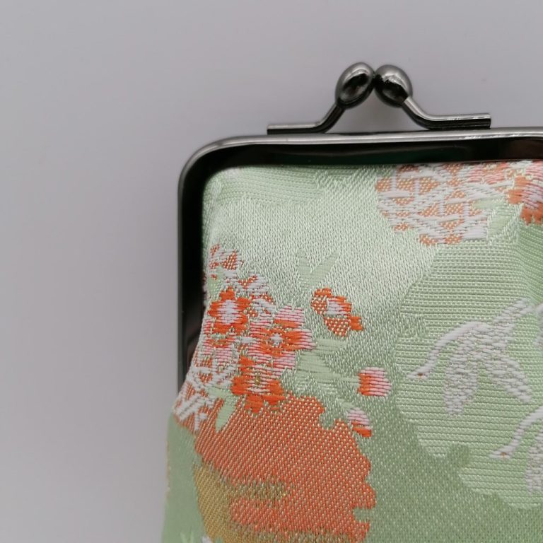 Custodia per occhiali artigianale da Kyoto - Verde chiaro con gru e fiori