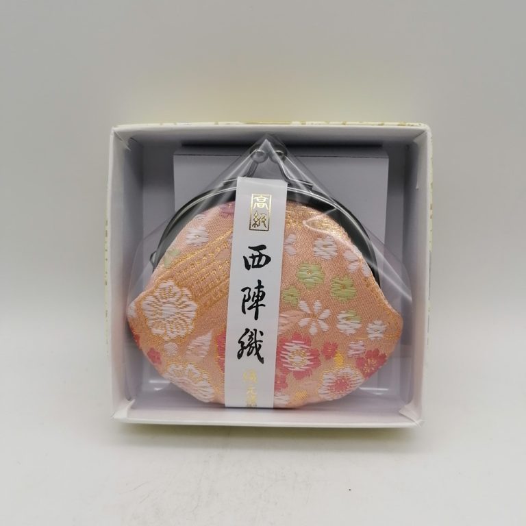 Portamonete artigianale da Kyoto S - Color pesca con fiori