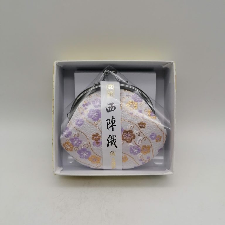 Portamonete artigianale da Kyoto S - Fiori di susino oro/violetto