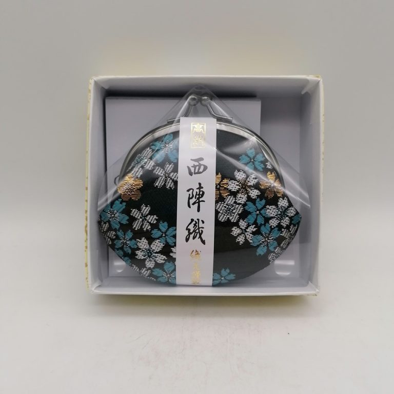 Portamonete artigianale da Kyoto S - Nero con sakura