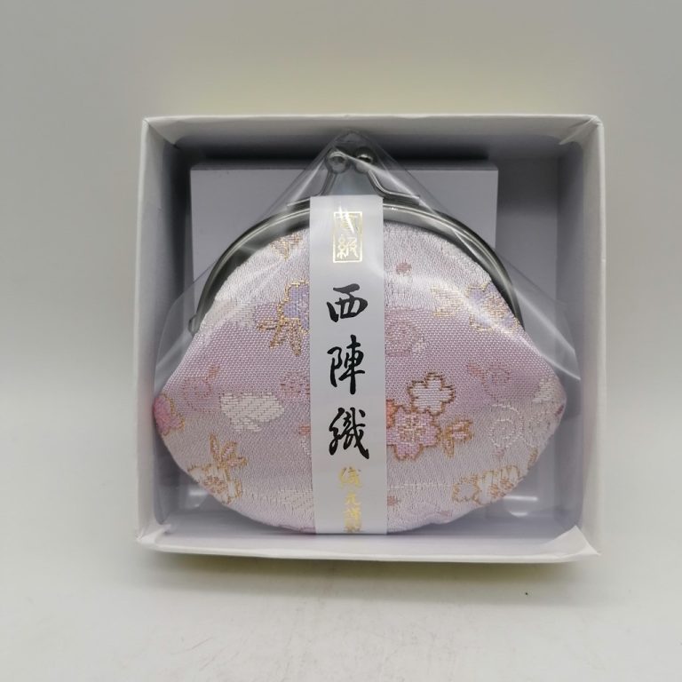 Portamonete artigianale da Kyoto S - Rosa con sakura e coniglietti