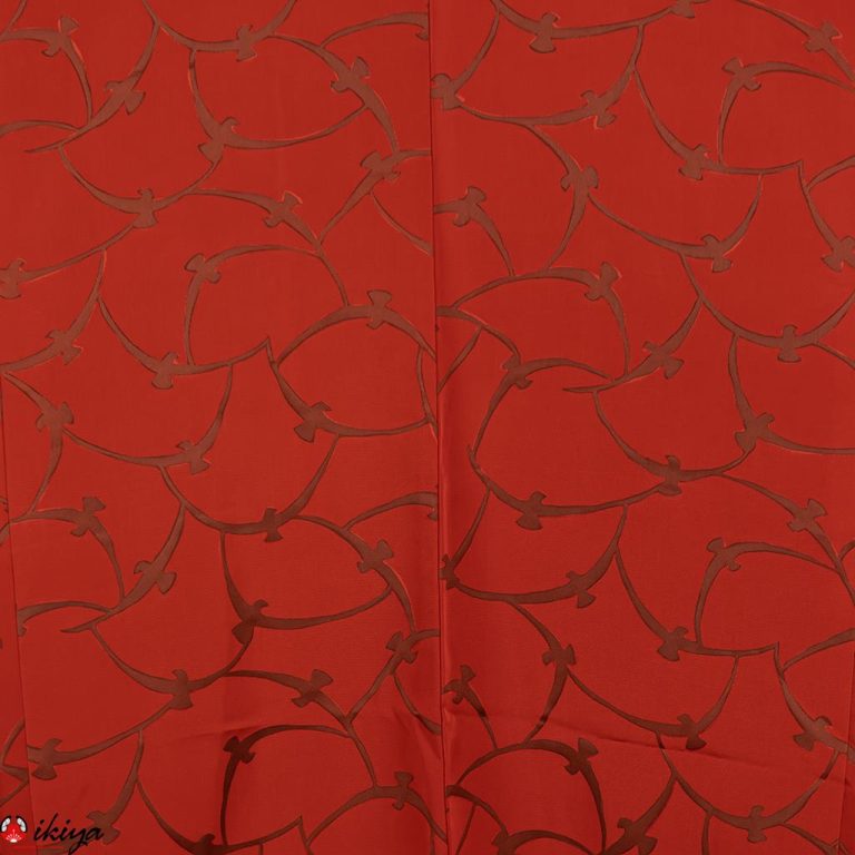 Haori da donna in seta arancio mattone con motivo tradizionale