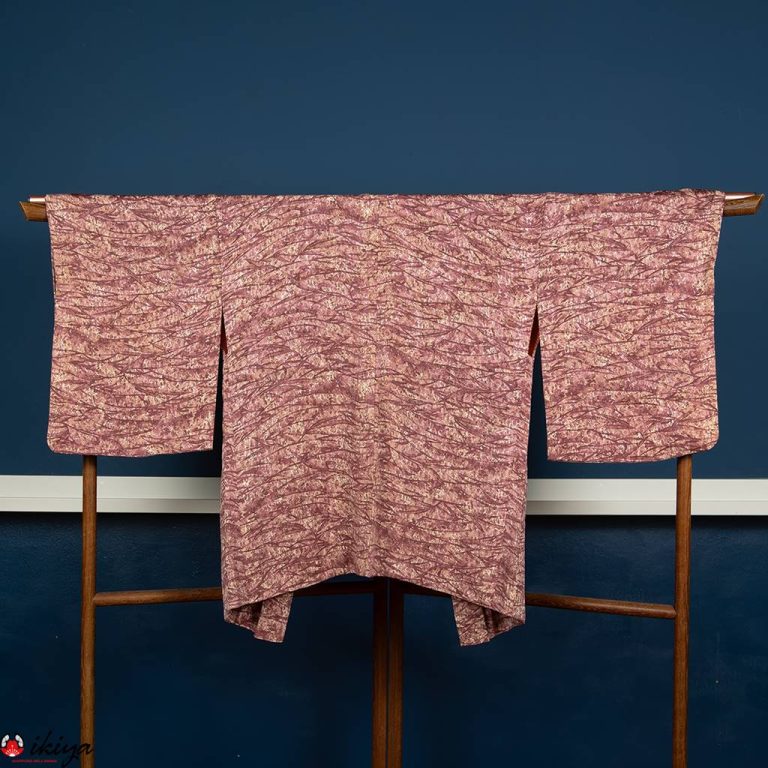 Haori da donna in seta color malva ad effetto sfumato