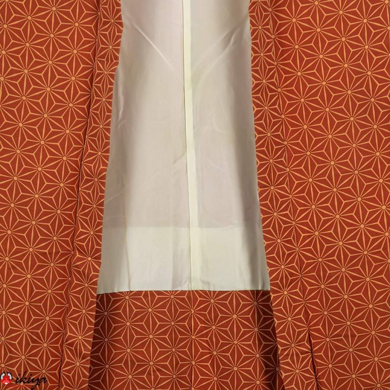 Haori da donna in seta marrone con motivo "asanoha"