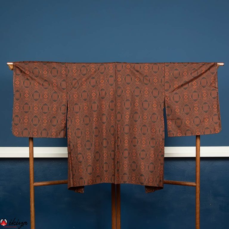 Haori da donna in seta "omeshi" con motivo geometrico