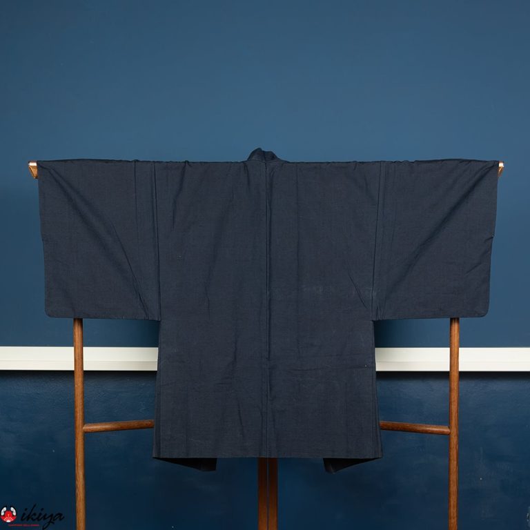 Haori da uomo in seta grezza blu con veduta di Amanohashidate