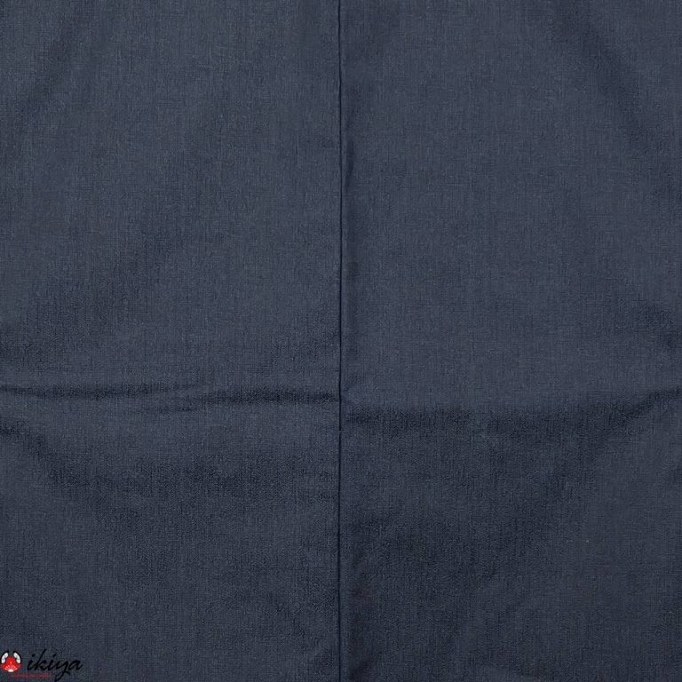 Haori da uomo in seta grezza blu con "tsuba" e ventagli