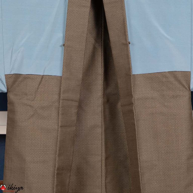 Haori da uomo in seta marrone/grigia con Monte Fuji