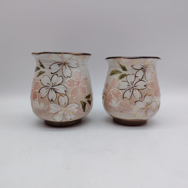 Coppia di tazze in ceramica Kyoyaki - Sakura