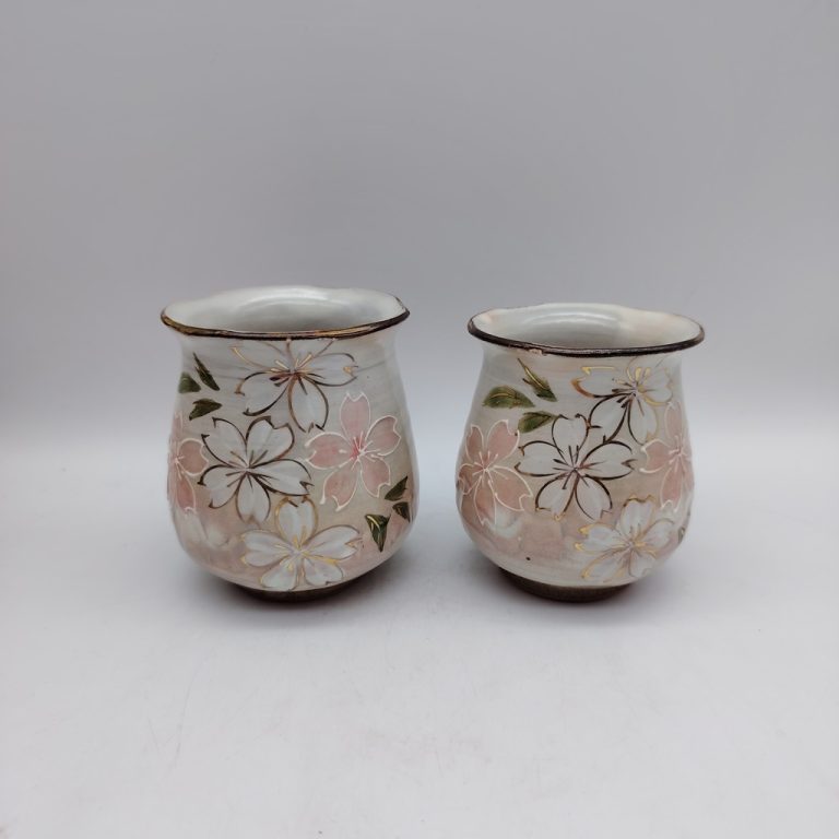 Coppia di tazze in ceramica Kyoyaki - Sakura