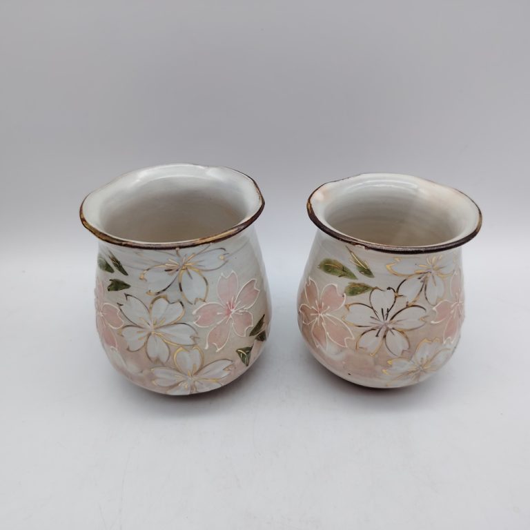 Coppia di tazze in ceramica Kyoyaki - Sakura