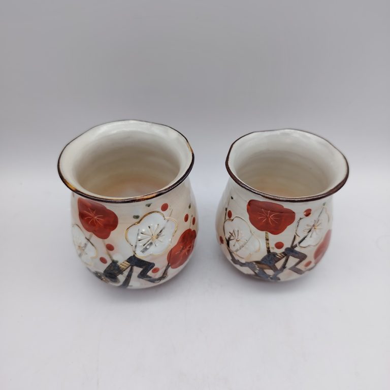 Coppia di tazze in ceramica Kyoyaki - Ume