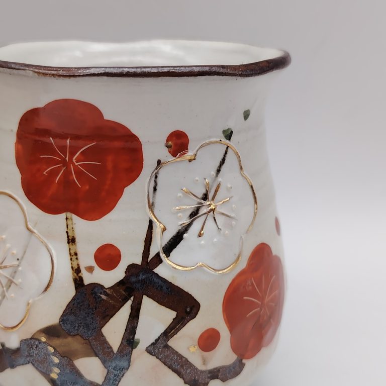 Coppia di tazze in ceramica Kyoyaki - Ume