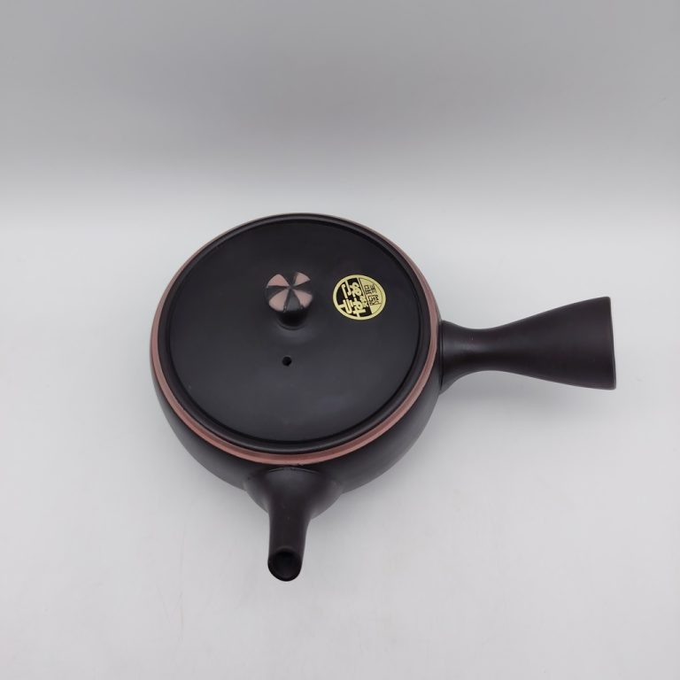 Kyusu in ceramica nera con dettagli rosa - 240ml