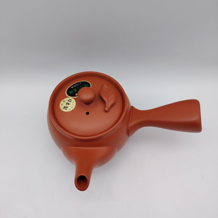 Kyusu in ceramica rossa con fogliolina - 380ml