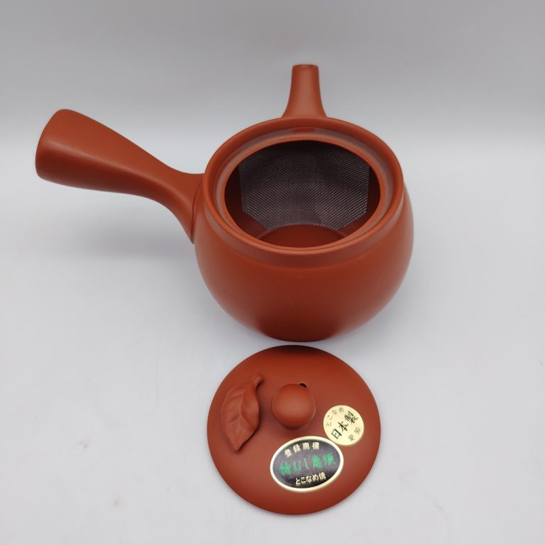 Kyusu in ceramica rossa con fogliolina - 380ml