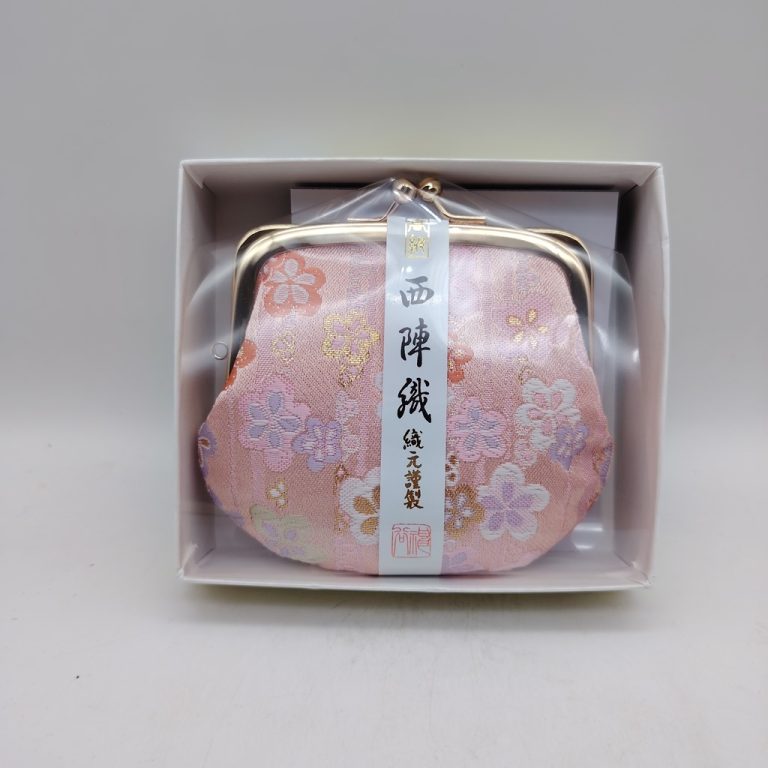 Portamonete artigianale da Kyoto M - Rosa con fiori colorati