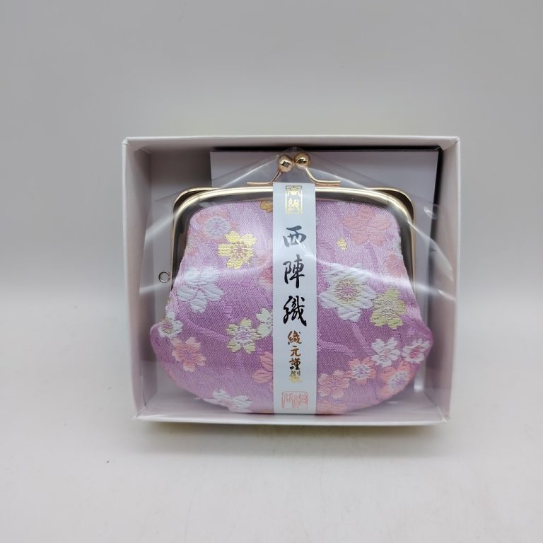 Portamonete artigianale da Kyoto M - Rosa con fiori di ciliegio