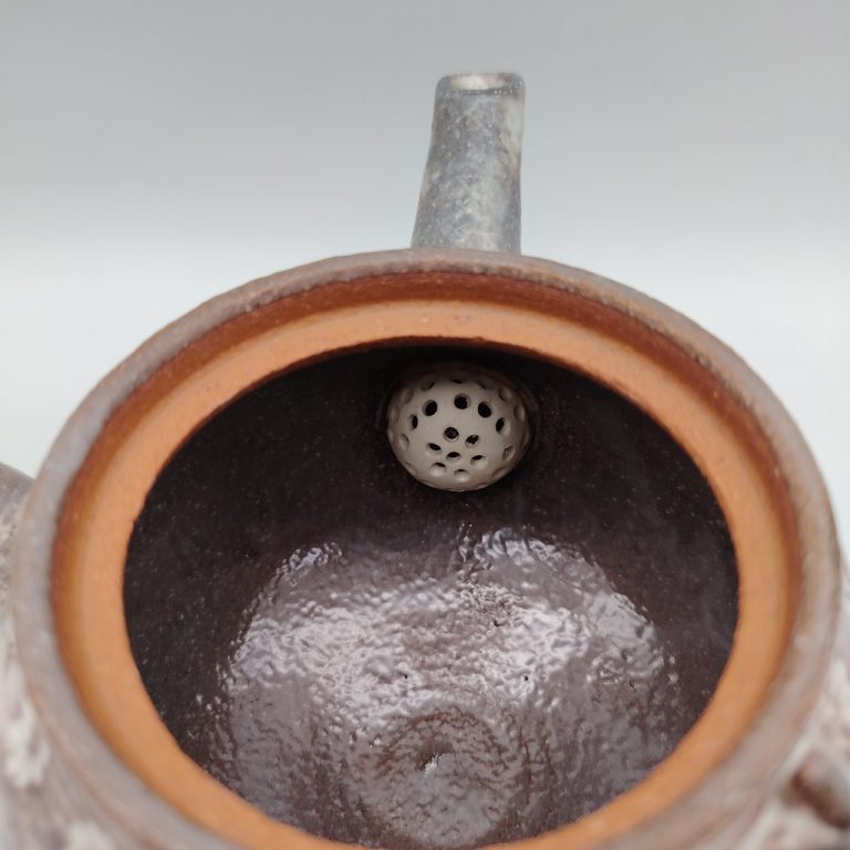 Set teiera & 2 tazze in ceramica Kyoyaki con gru e tartaruga