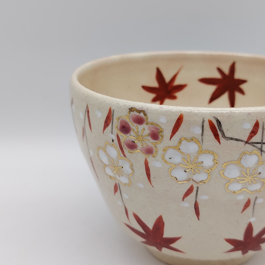 Chawan in ceramica Kyoyaki "Sakura & Momiji"