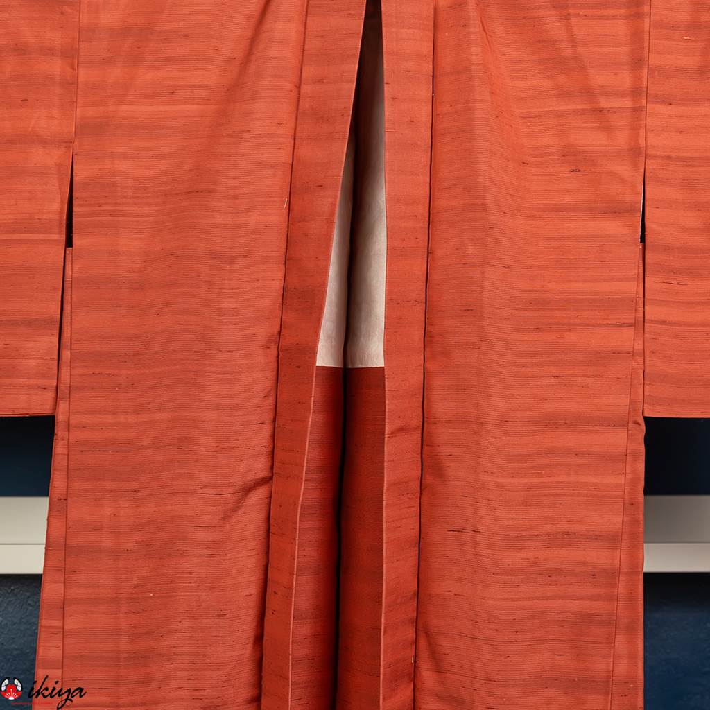 Haori da donna in seta Tsumugi arancione