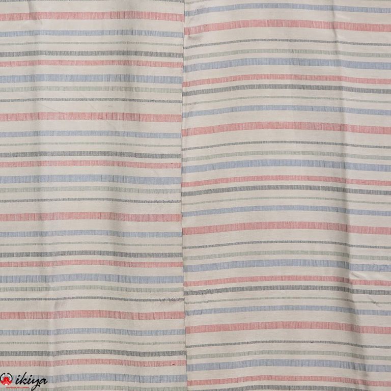 Haori da donna in seta grigio/azzurra a righe