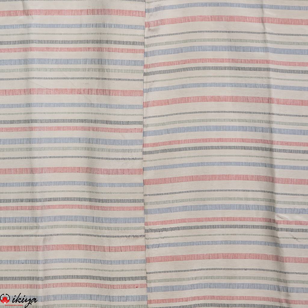 Haori da donna in seta grigio/azzurra a righe