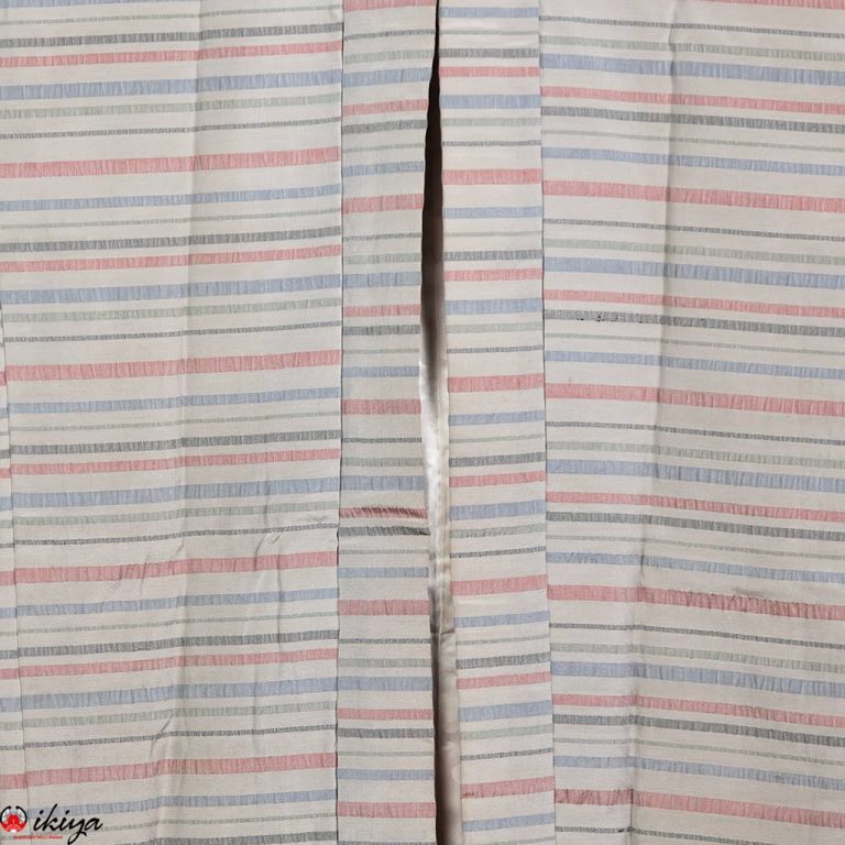 Haori da donna in seta grigio/azzurra a righe