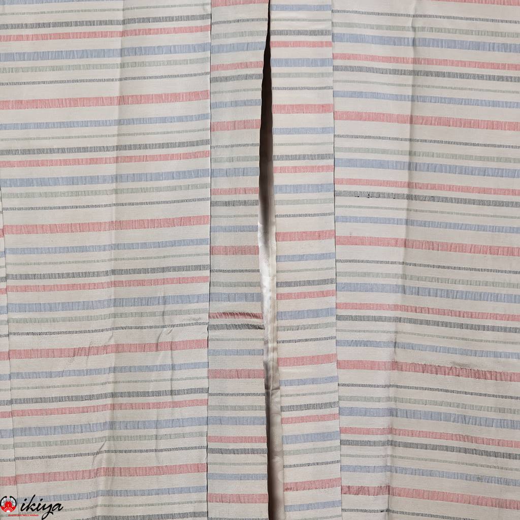 Haori da donna in seta grigio/azzurra a righe