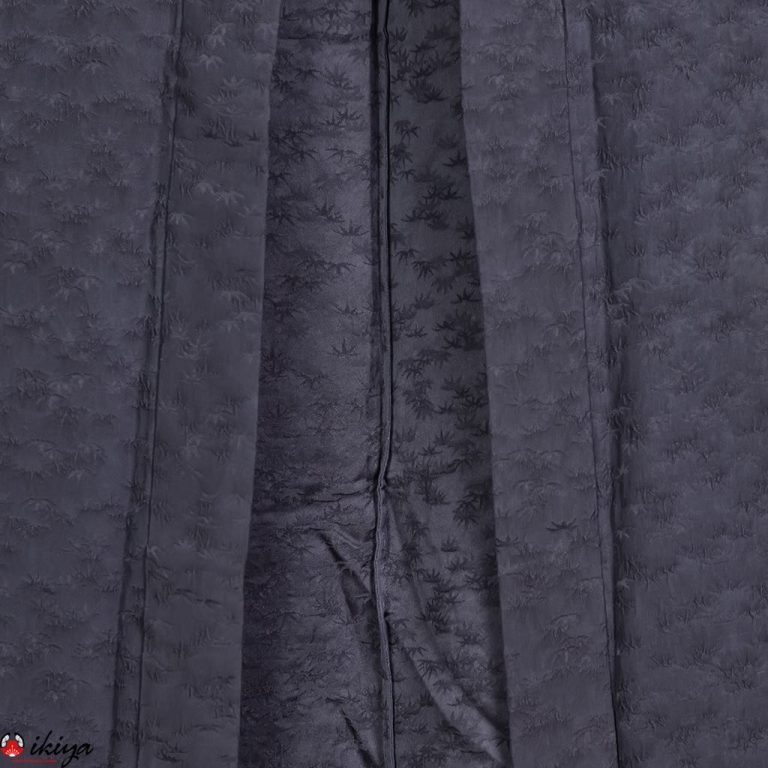 Haori da donna in seta "rinzu" blu con motivo di bambù