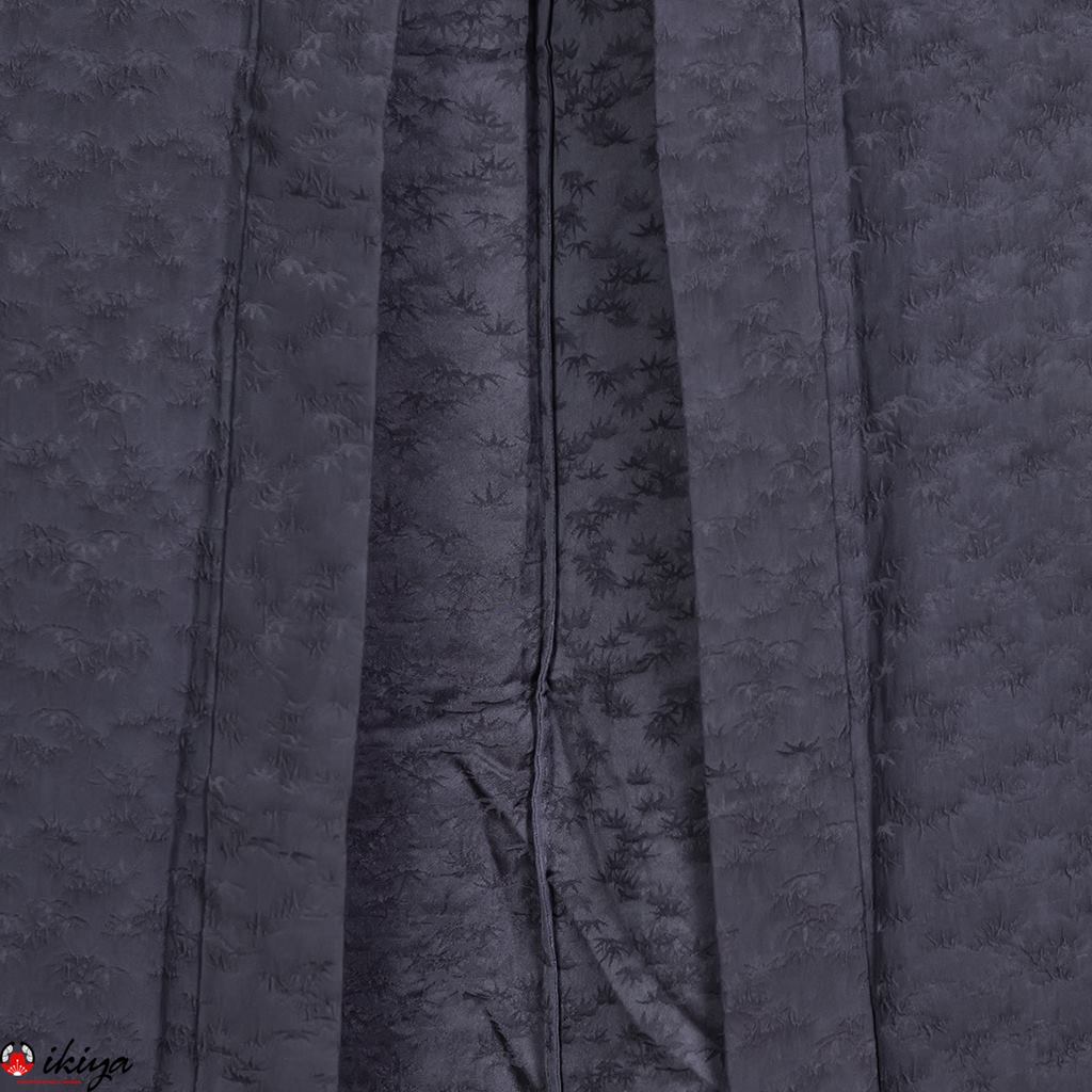 Haori da donna in seta "rinzu" blu con motivo di bambù