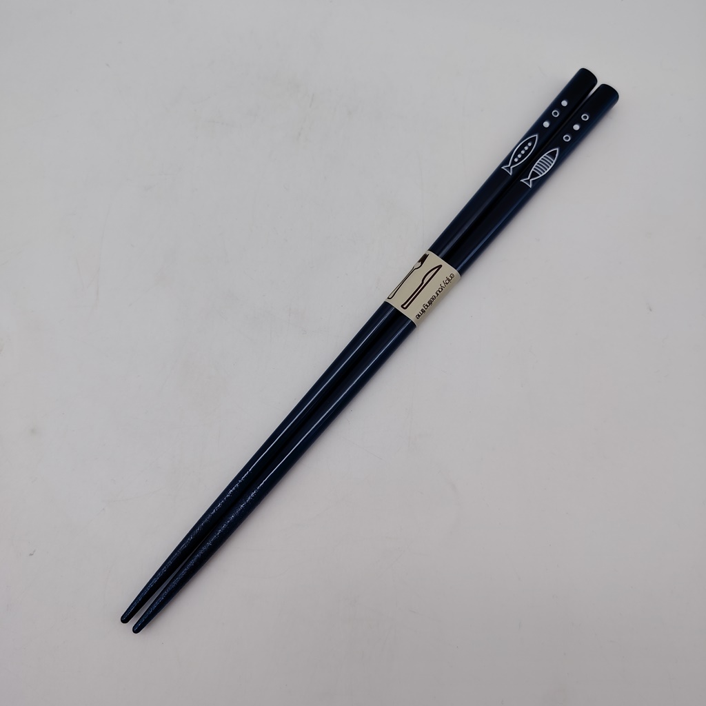 Hashi, bacchette giapponesi blu in legno con pesciolini 23cm