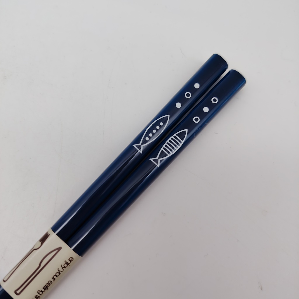 Hashi, bacchette giapponesi blu in legno con pesciolini 23cm
