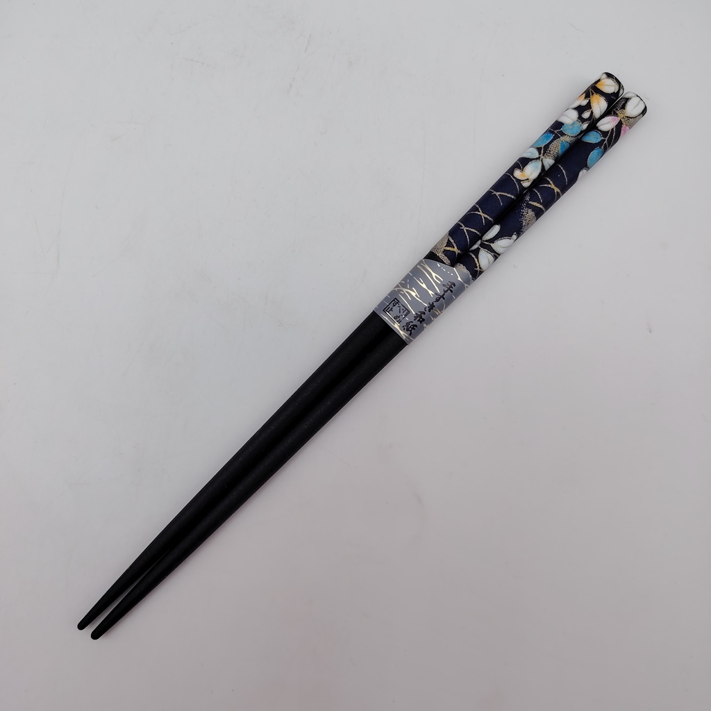 Hashi, bacchette giapponesi nere in legno con "hagi" 22,5cm