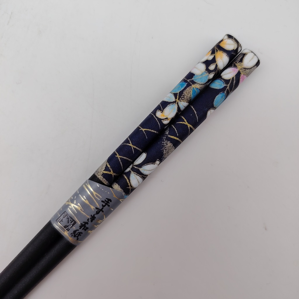 Hashi, bacchette giapponesi nere in legno con "hagi" 22,5cm