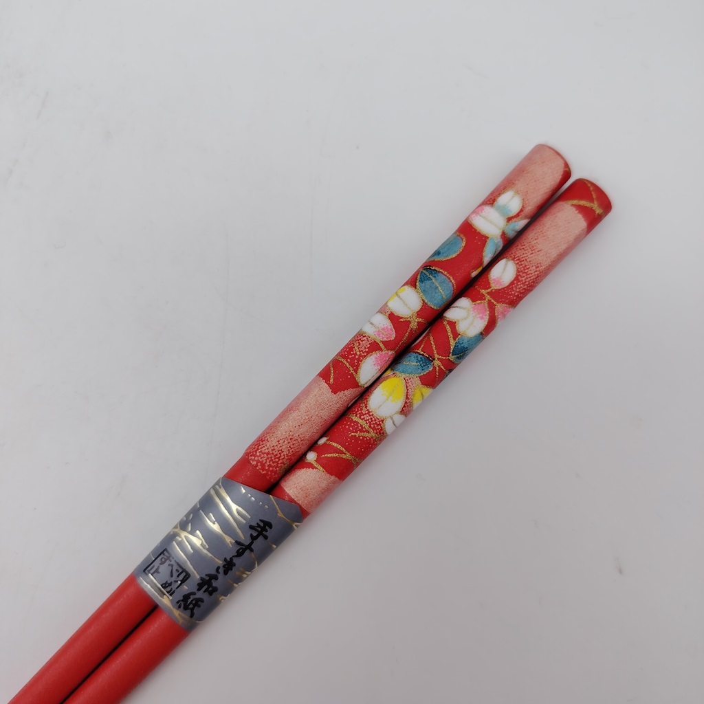 Hashi, bacchette giapponesi rosse in legno con "hagi" 21cm