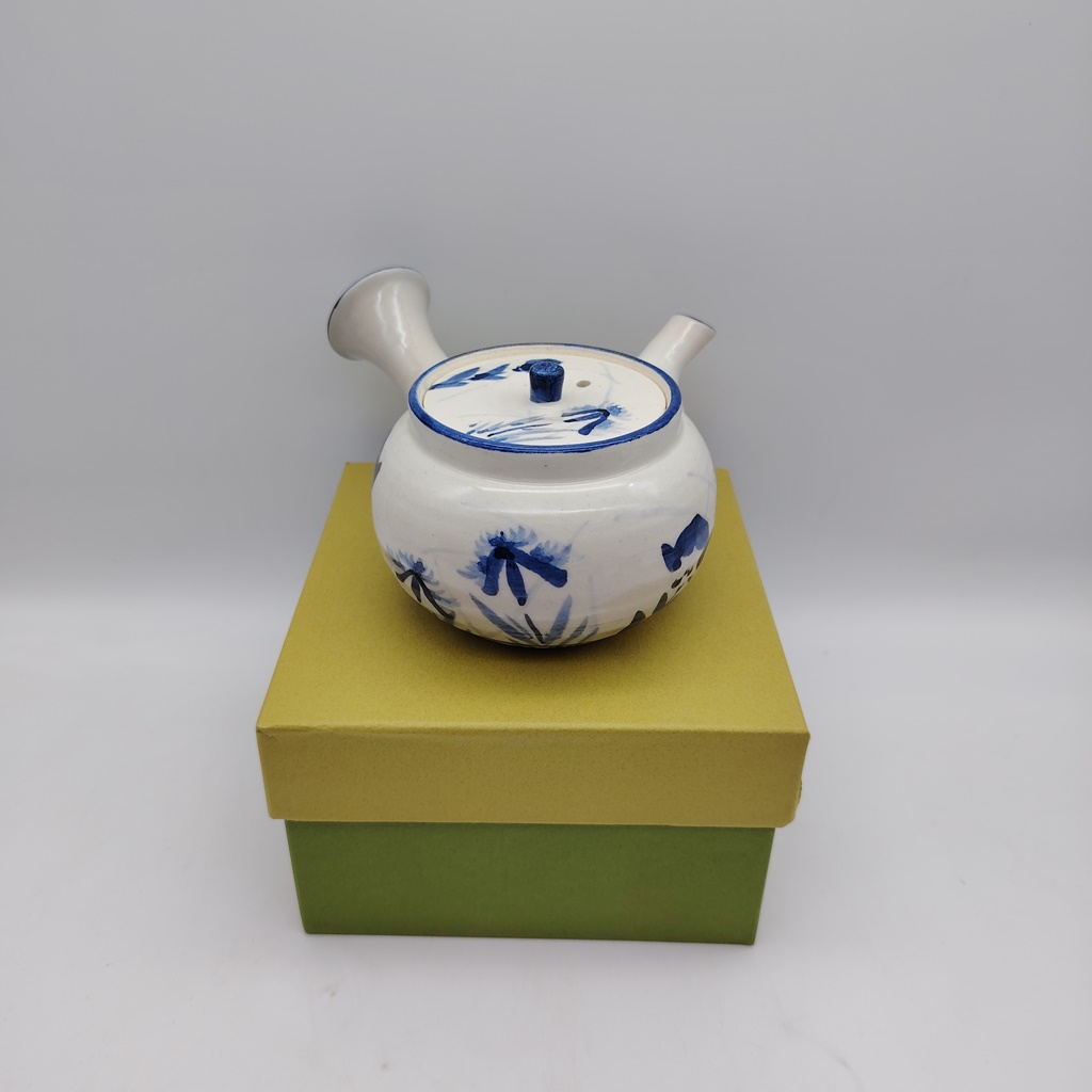 Teiera in ceramica Kyoyaki - Gosu Akikusa