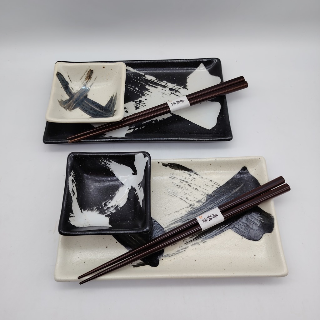 Set da sushi per 2 persone bianco e nero