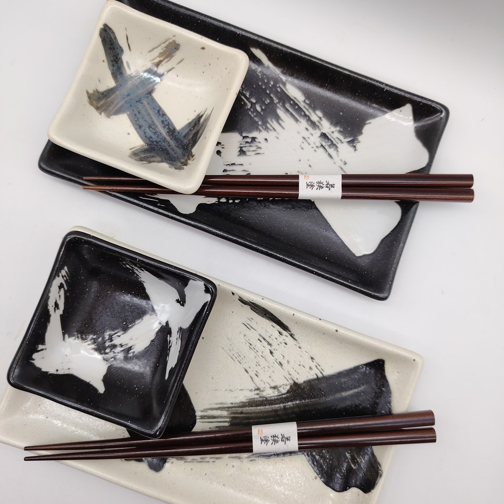 Set da sushi per 2 persone bianco e nero